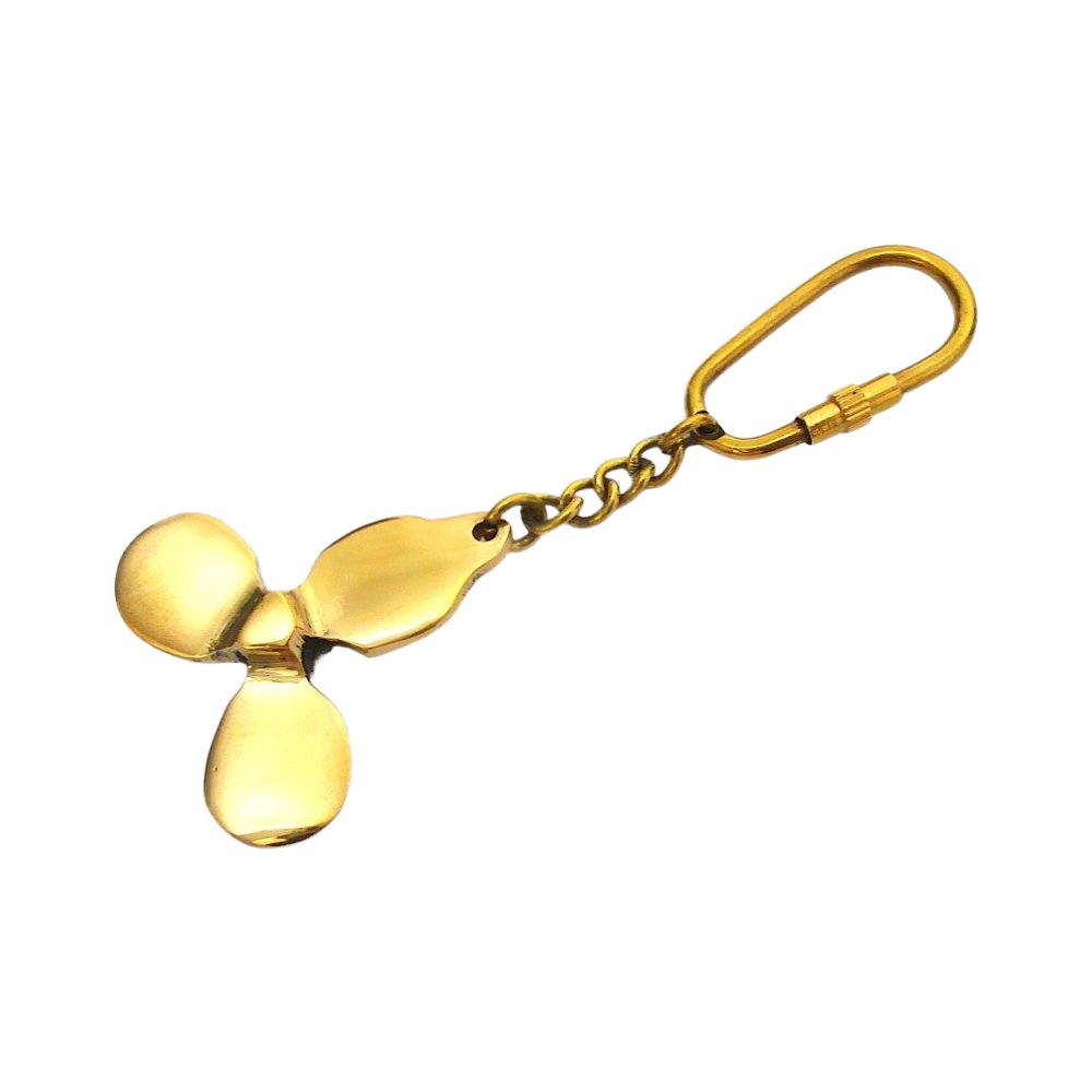 Gold Plated Propeller Keychain with Carabiner Hook-Nautical Style Keyring for Gifts, Souvenirs, and Accessories